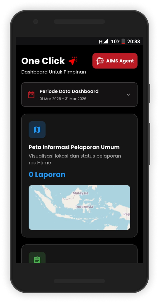 One Click executive dashboard with map and reporting